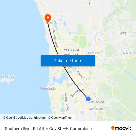 Southern River Rd After Gay St to Currambine map