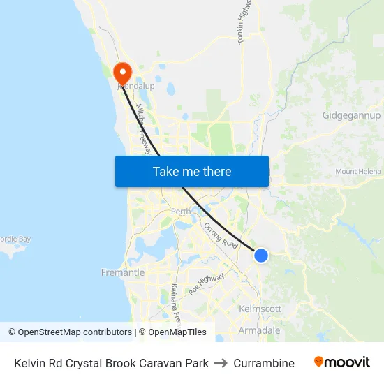 Kelvin Rd Crystal Brook Caravan Park to Currambine map
