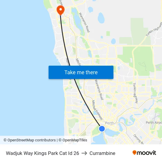 Wadjuk Way Kings Park Cat Id 26 to Currambine map