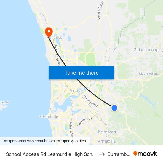 School Access Rd Lesmurdie High School S4 to Currambine map