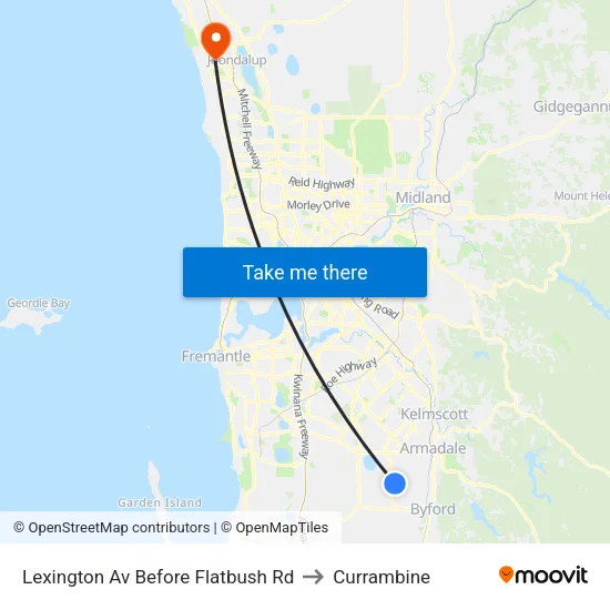 Lexington Av Before Flatbush Rd to Currambine map