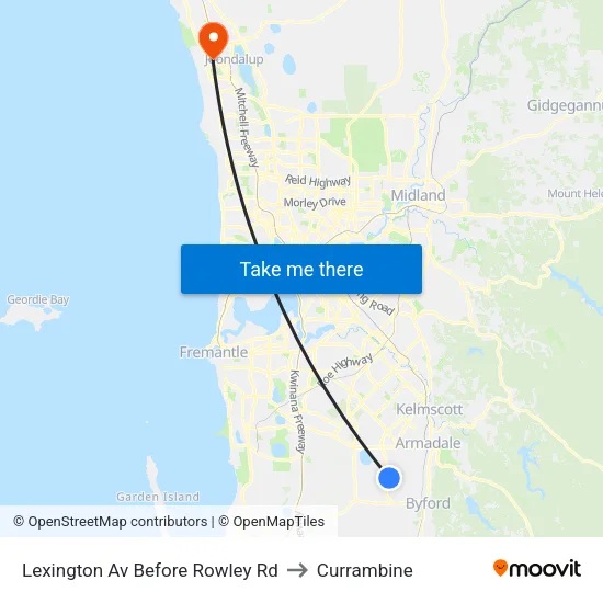 Lexington Av Before Rowley Rd to Currambine map