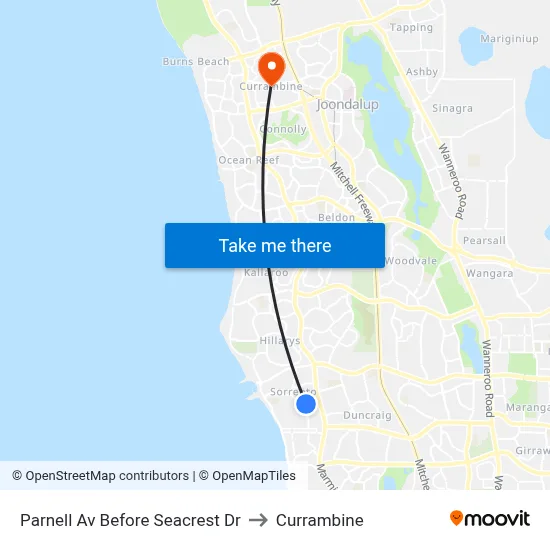 Parnell Av Before Seacrest Dr to Currambine map