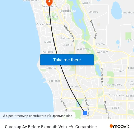Careniup Av Before  Exmouth Vsta to Currambine map