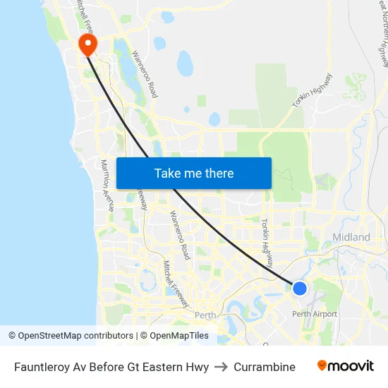 Fauntleroy Av Before Gt Eastern Hwy to Currambine map