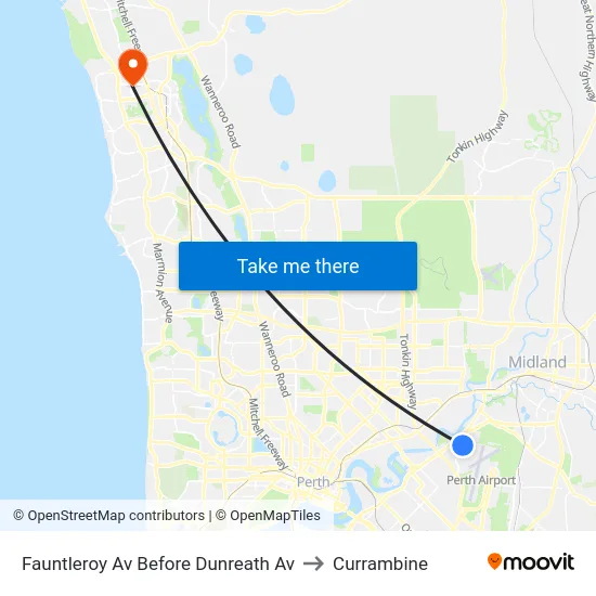 Fauntleroy Av Before Dunreath Av to Currambine map