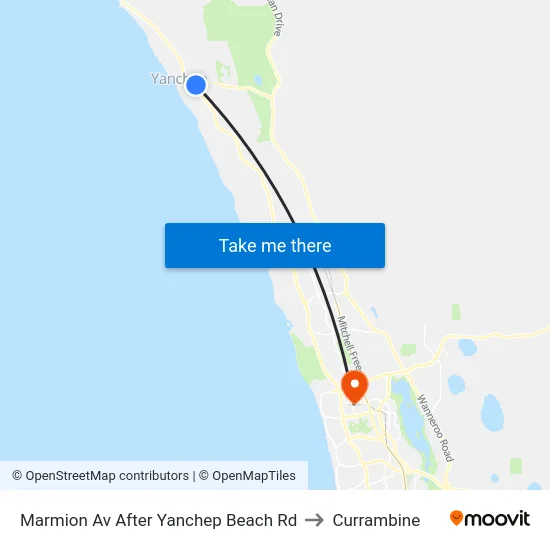 Marmion Av After Yanchep Beach Rd to Currambine map