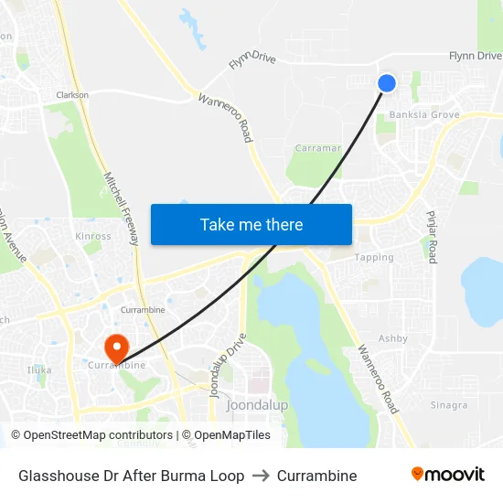 Glasshouse Dr After Burma Loop to Currambine map