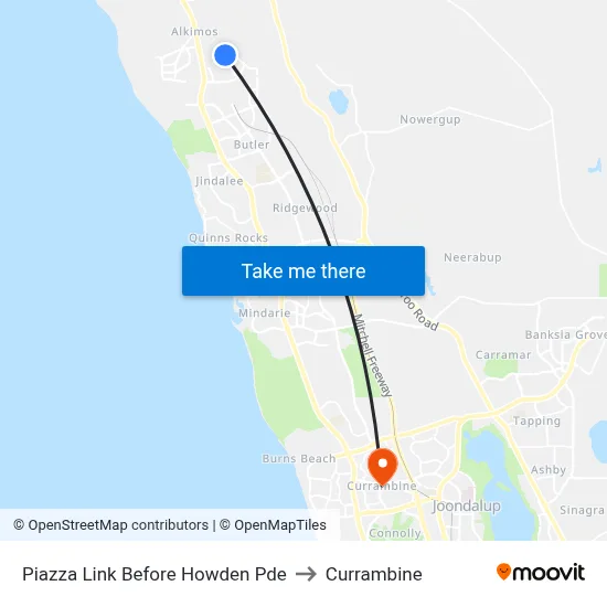 Piazza Link Before Howden Pde to Currambine map