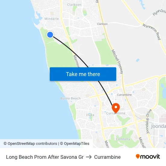 Long Beach Prom After Savona Gr to Currambine map