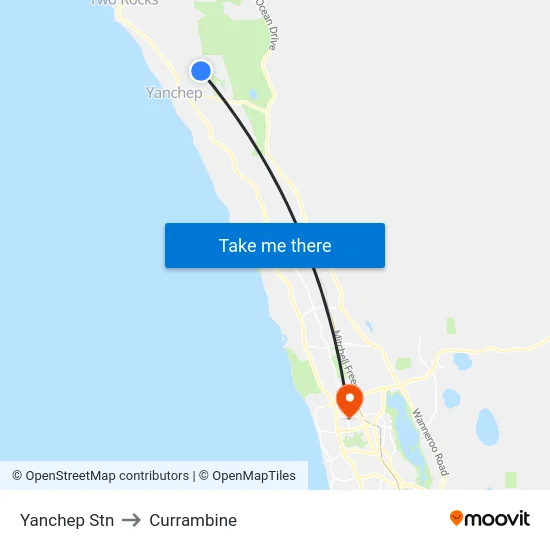 Yanchep Stn to Currambine map