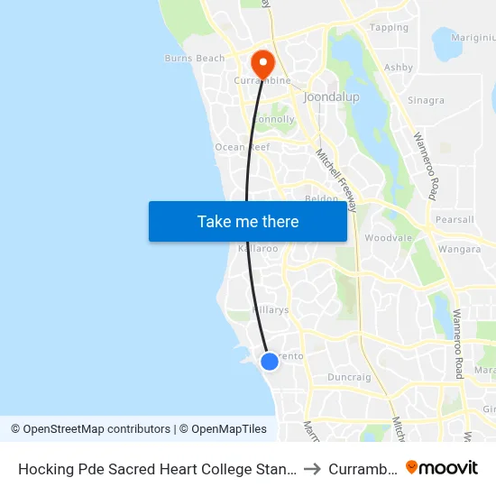 Hocking Pde Sacred Heart College Stand 1 & 2 to Currambine map
