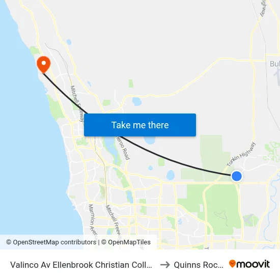 Valinco Av Ellenbrook Christian College to Quinns Rocks map