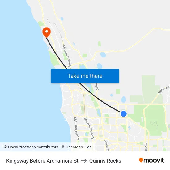 Kingsway   Before Archamore St to Quinns Rocks map