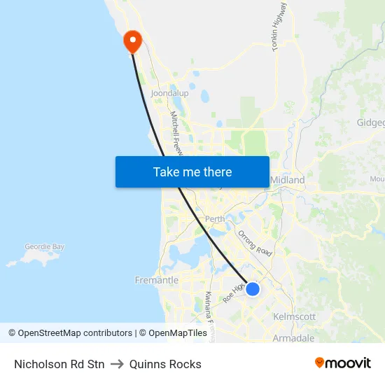 Nicholson Rd Stn to Quinns Rocks map