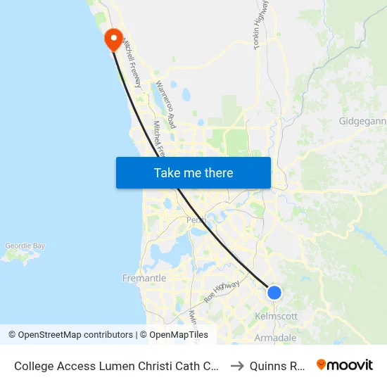 College Access Lumen Christi Cath Col Stand 4 to Quinns Rocks map
