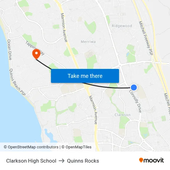 Clarkson High School to Quinns Rocks map