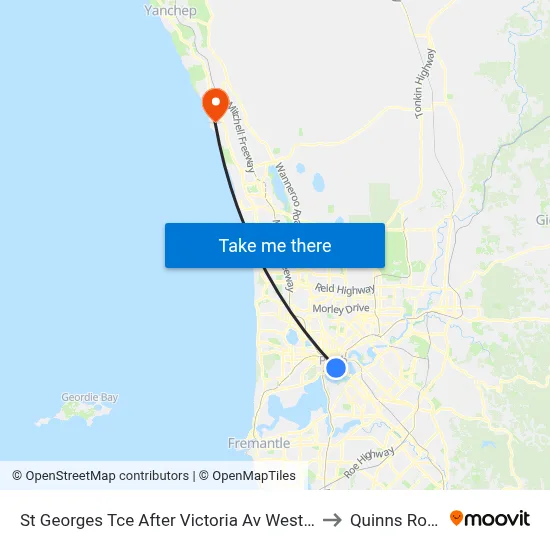 St Georges Tce After Victoria Av Westbound to Quinns Rocks map