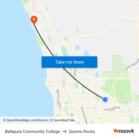 Ballajura Community College to Quinns Rocks map