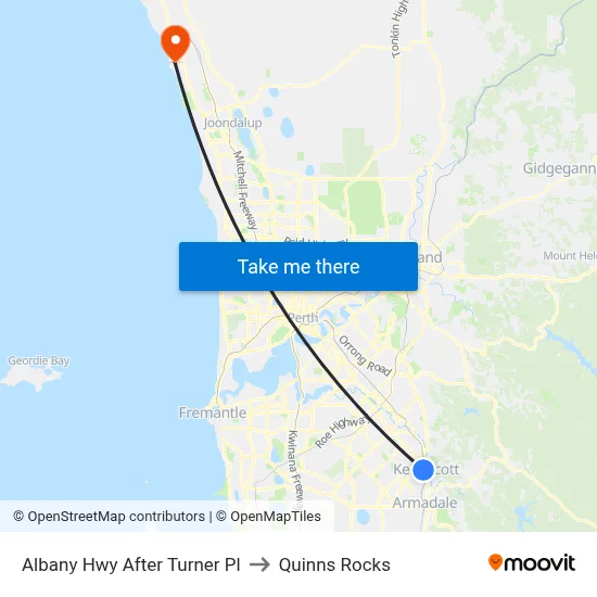 Albany Hwy After Turner Pl to Quinns Rocks map