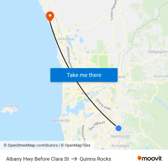 Albany Hwy Before Clara St to Quinns Rocks map