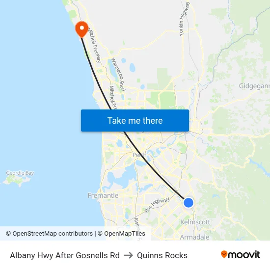 Albany Hwy After Gosnells Rd to Quinns Rocks map