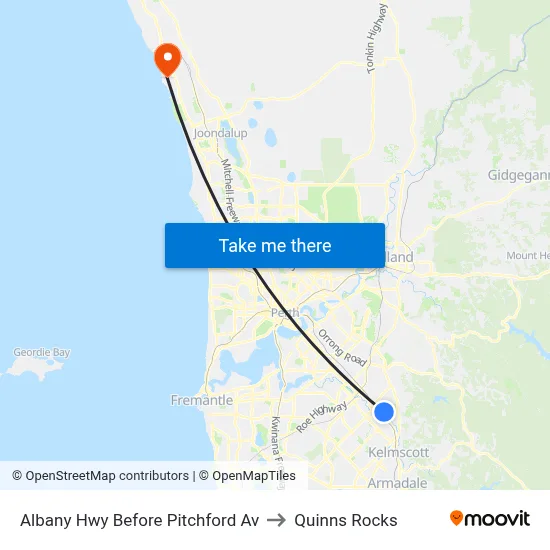 Albany Hwy Before Pitchford Av to Quinns Rocks map