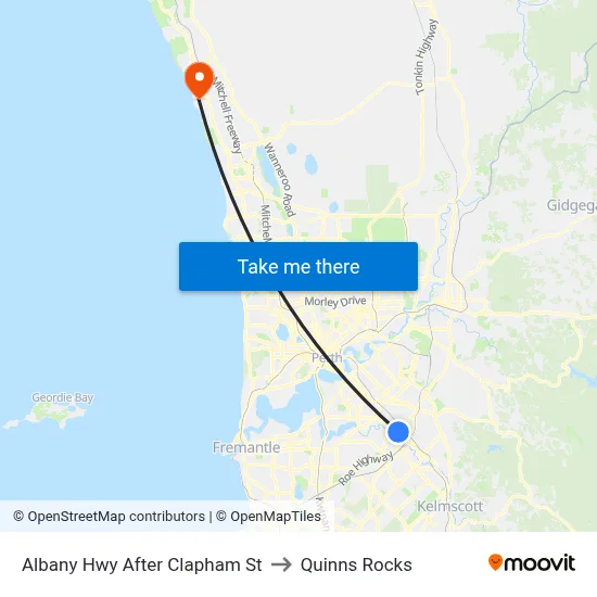Albany Hwy After Clapham St to Quinns Rocks map