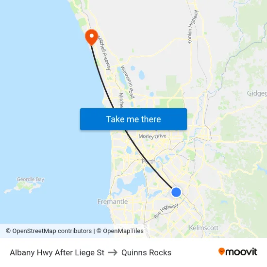Albany Hwy After Liege St to Quinns Rocks map