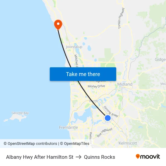 Albany Hwy After Hamilton St to Quinns Rocks map