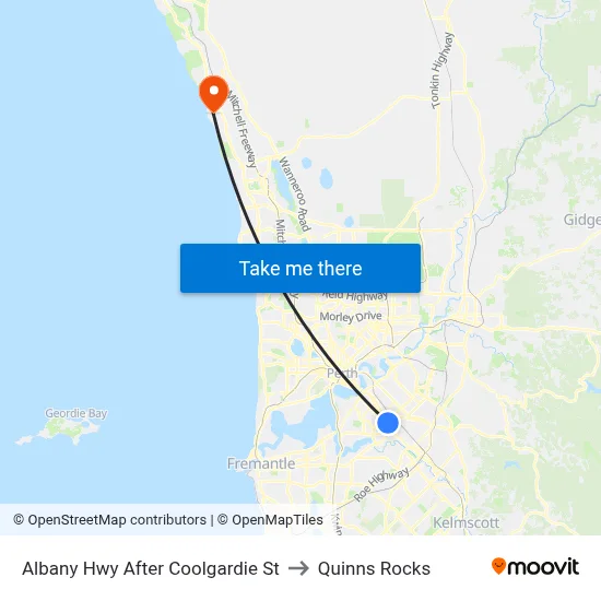 Albany Hwy After Coolgardie St to Quinns Rocks map