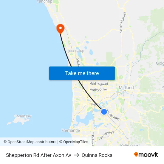 Shepperton Rd After Axon Av to Quinns Rocks map