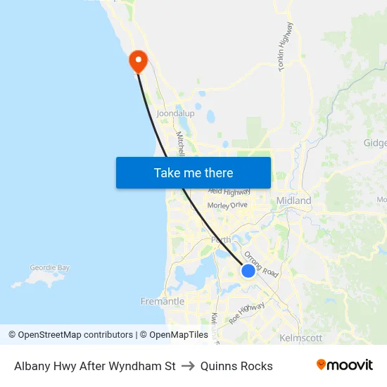 Albany Hwy After Wyndham St to Quinns Rocks map