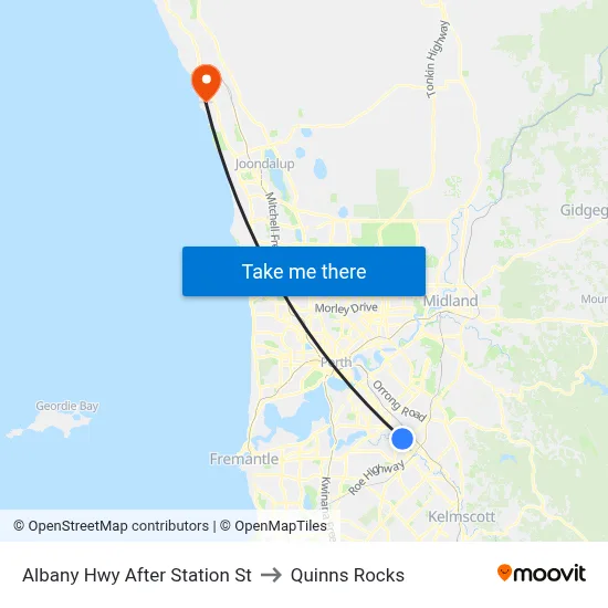 Albany Hwy After Station St to Quinns Rocks map