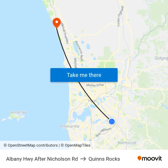 Albany Hwy After Nicholson Rd to Quinns Rocks map