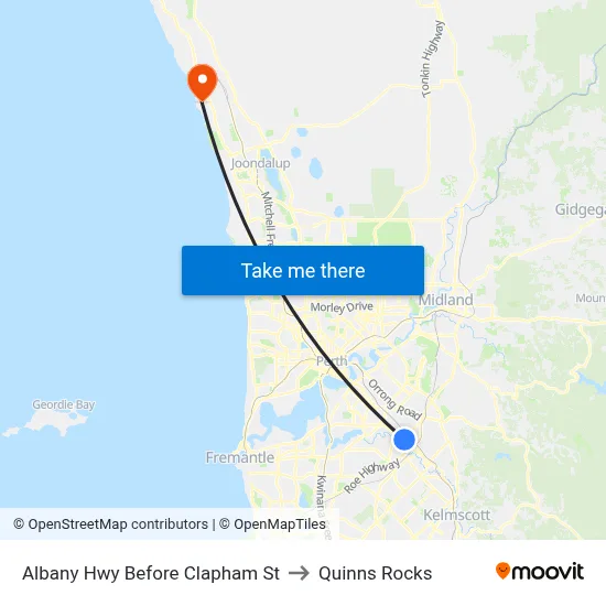 Albany Hwy Before Clapham St to Quinns Rocks map