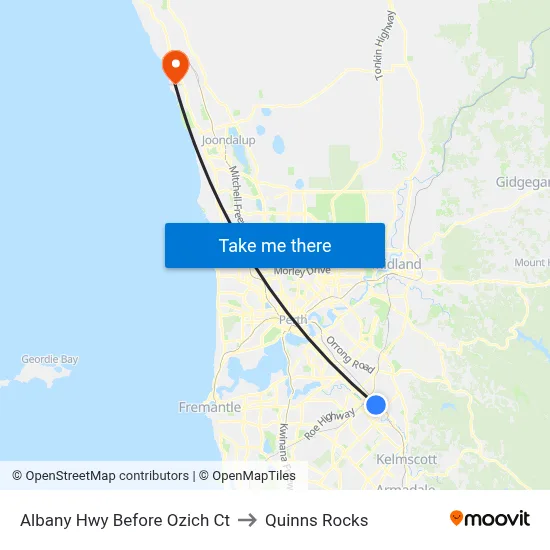 Albany Hwy Before Ozich Ct to Quinns Rocks map