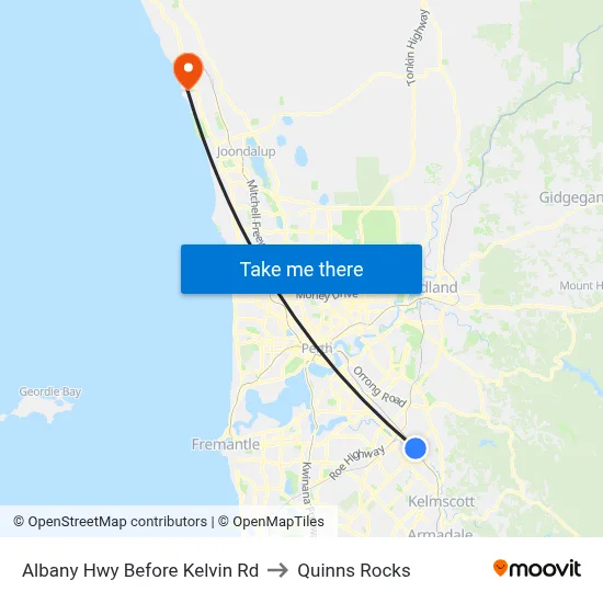 Albany Hwy Before Kelvin Rd to Quinns Rocks map
