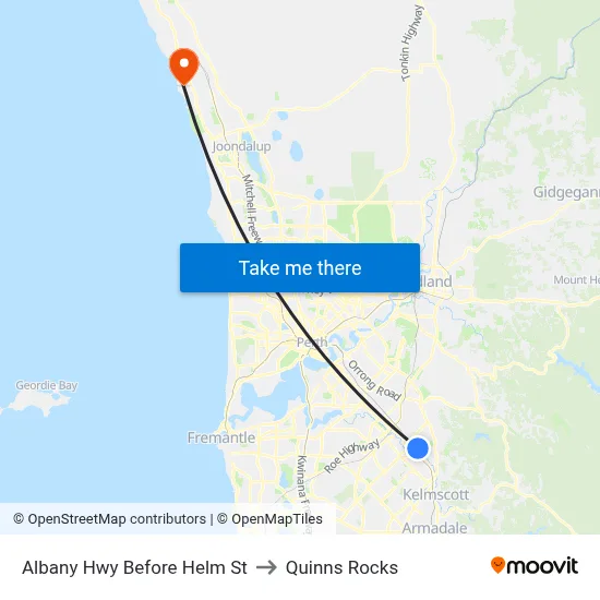 Albany Hwy Before Helm St to Quinns Rocks map