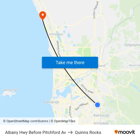 Albany Hwy Before Pitchford Av to Quinns Rocks map