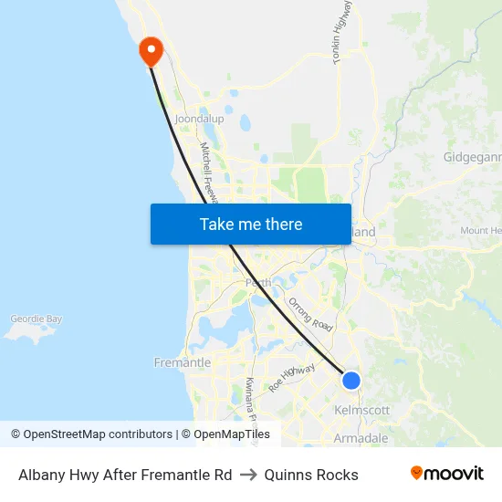 Albany Hwy After Fremantle Rd to Quinns Rocks map