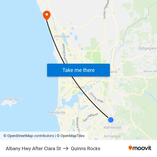 Albany Hwy After Clara St to Quinns Rocks map
