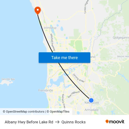 Albany Hwy Before Lake Rd to Quinns Rocks map