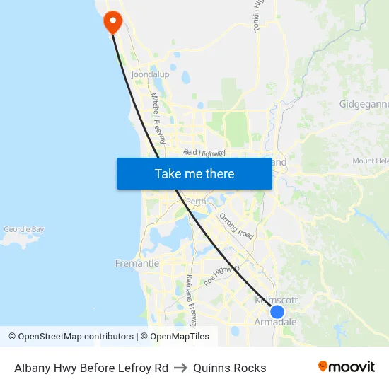 Albany Hwy Before Lefroy Rd to Quinns Rocks map