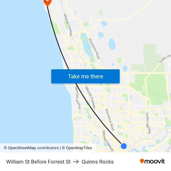 William St Before Forrest St to Quinns Rocks map