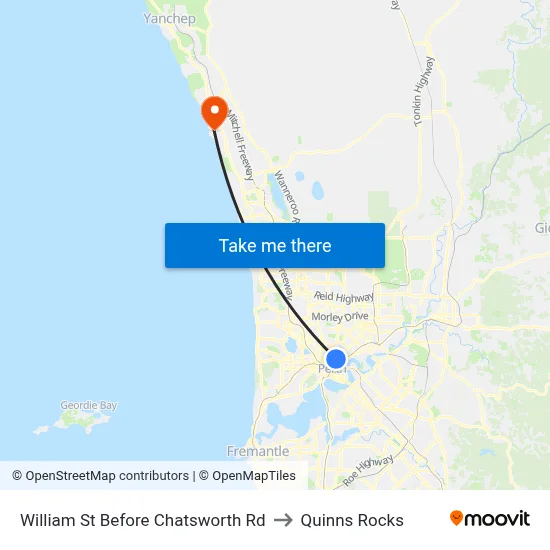 William St Before Chatsworth Rd to Quinns Rocks map