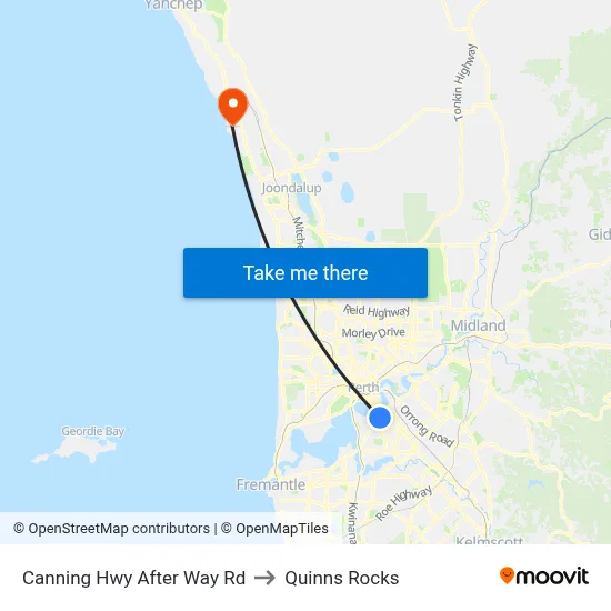 Canning Hwy After Way Rd to Quinns Rocks map