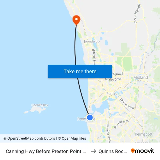 Canning Hwy Before Preston Point Rd to Quinns Rocks map