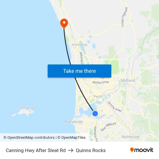 Canning Hwy After Sleat Rd to Quinns Rocks map