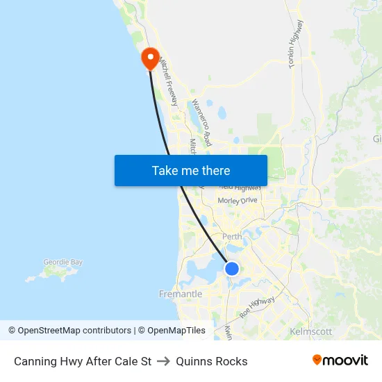 Canning Hwy After Cale St to Quinns Rocks map